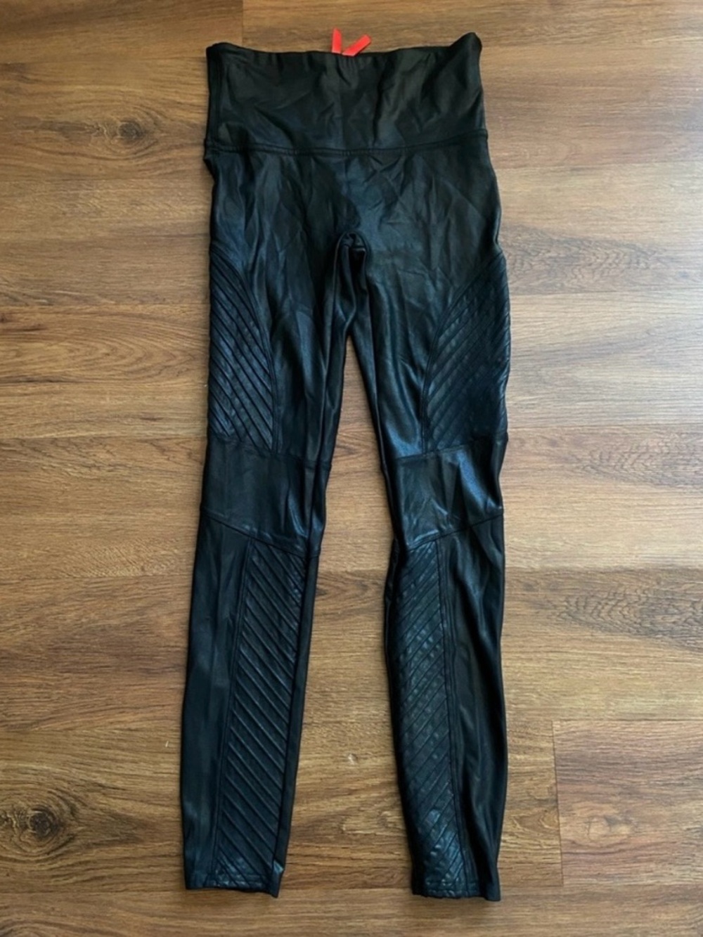 SPANX Faux Leather High-Waist Moto Leggings - Black - Picture 7 of 9